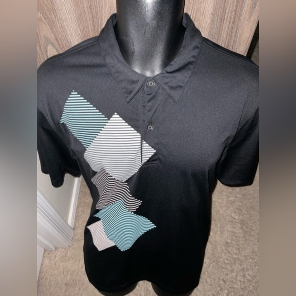 Men’s used IZOD fx golf black design graphic size L large polo shirt